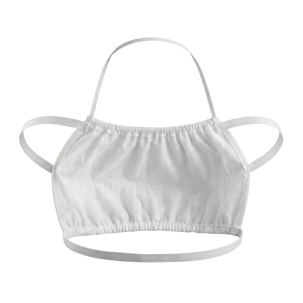 Premium Disposable Backless Spa Bra | White, 60 GSM Halter Style (Spunlace Fabric)