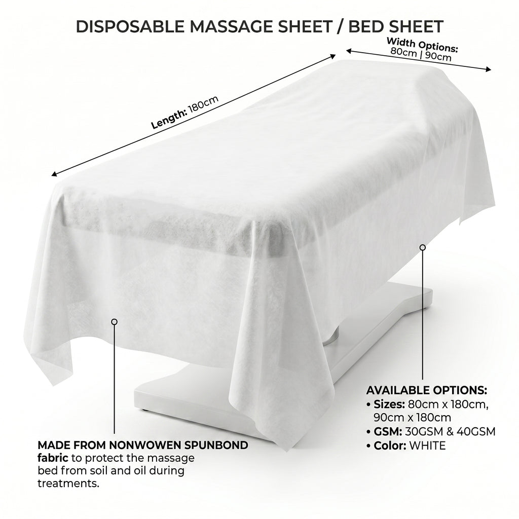 Premium Disposable Massage Bed Sheets | 30 GSM & 40 GSM (Non-Woven Spunbond)